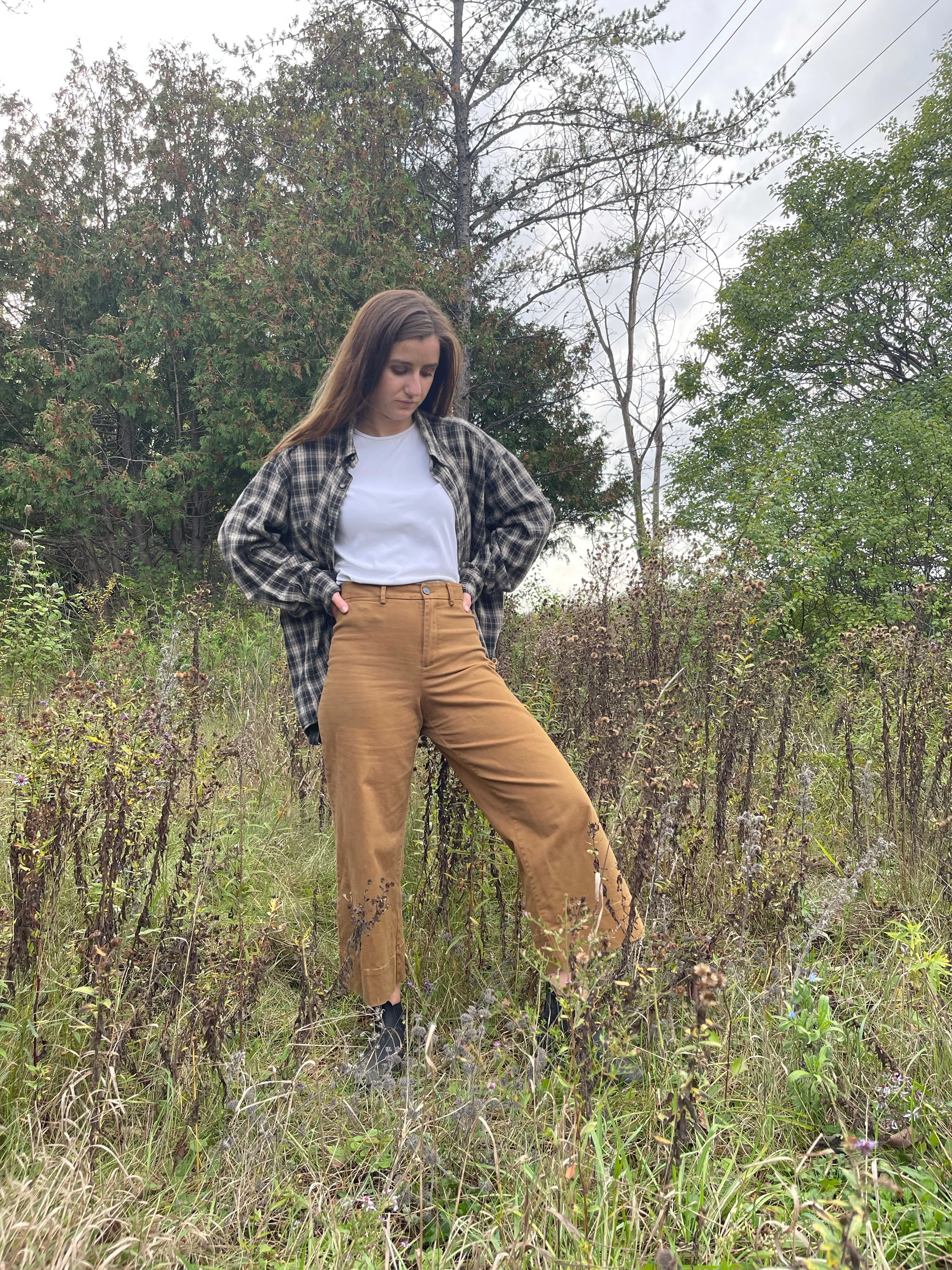 90s Thick Cotton Plaid Button Up - XL 