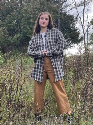90s Thick Cotton Plaid Button Up - XL 