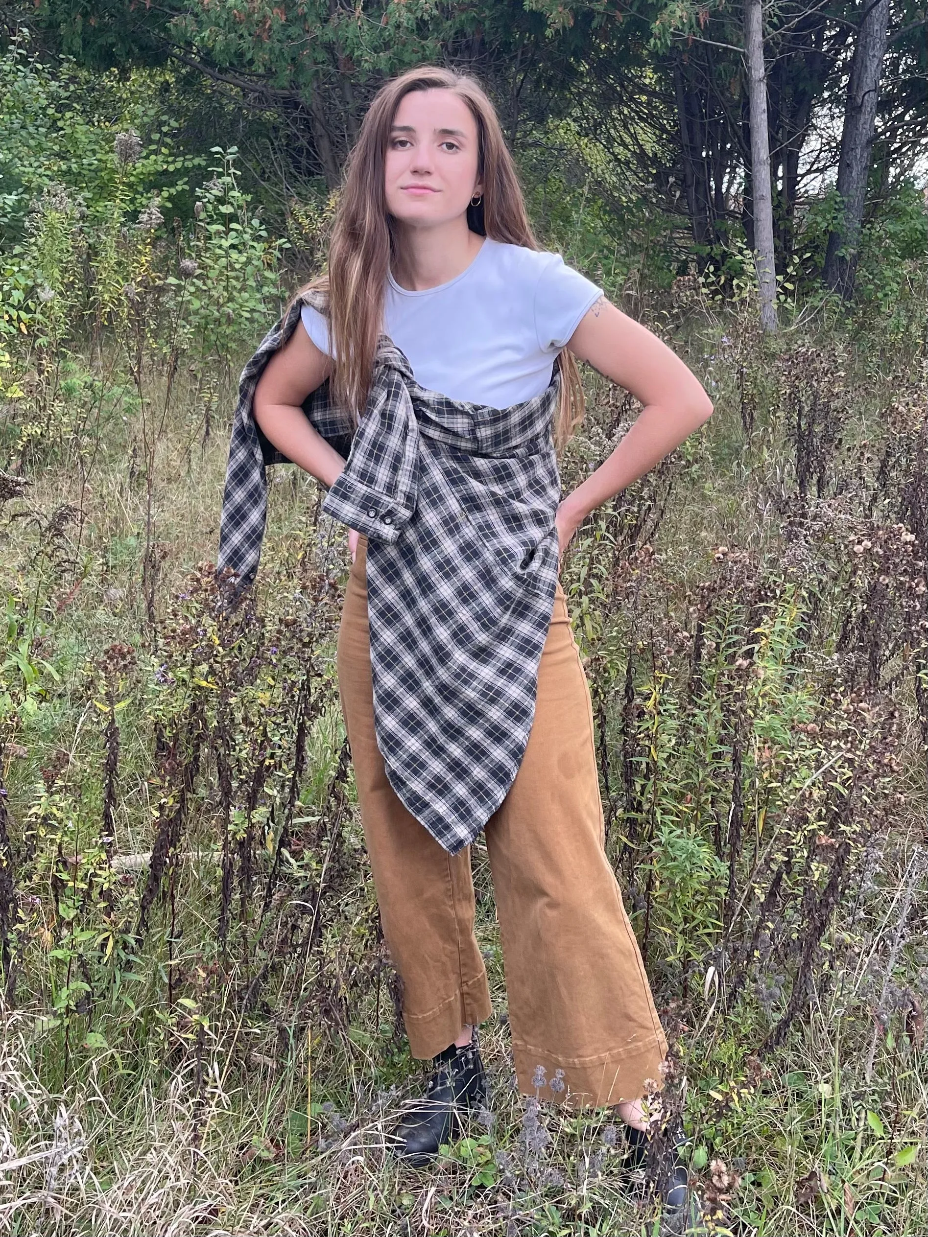 90s Thick Cotton Plaid Button Up - XL 
