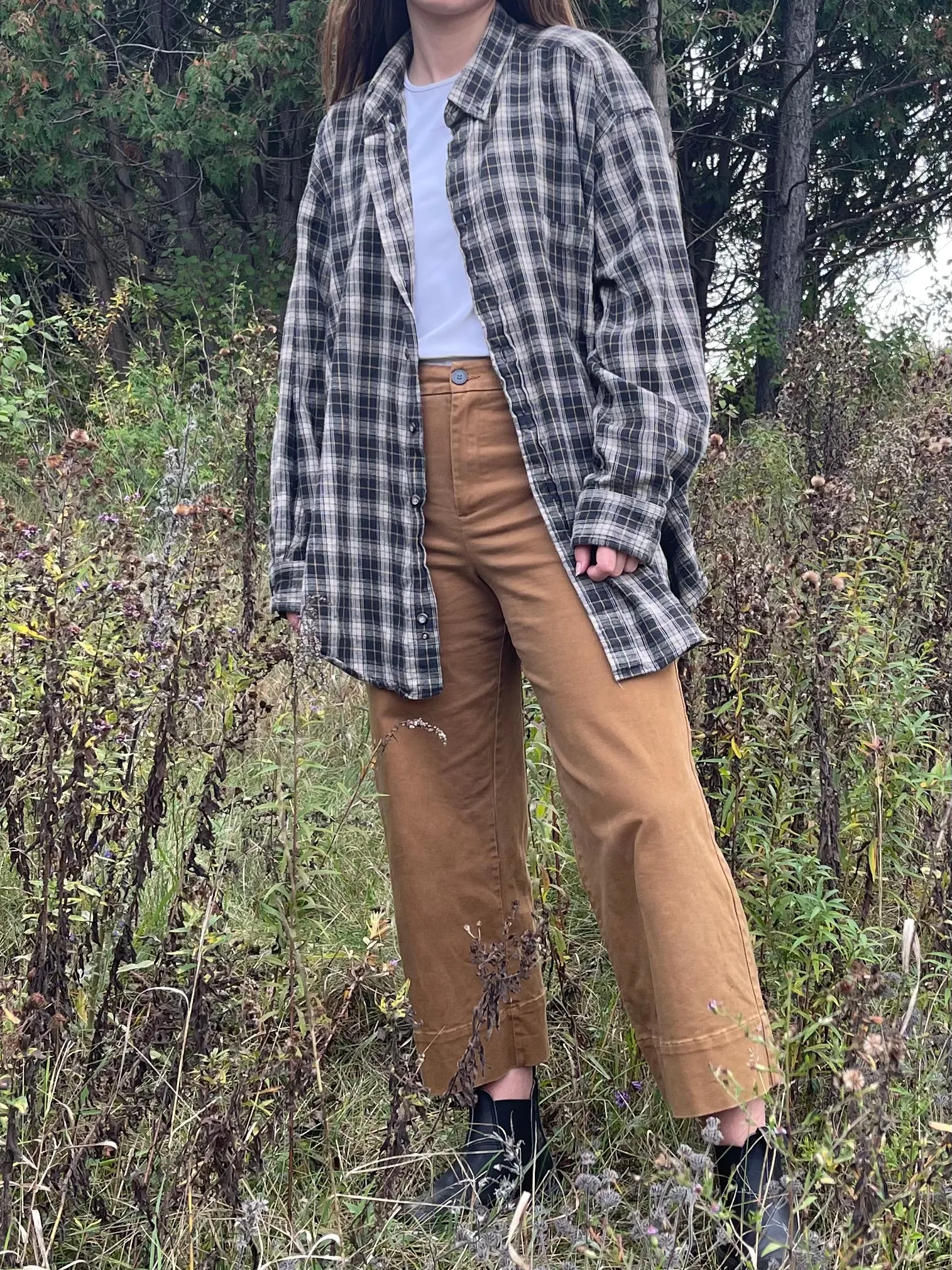 90s Thick Cotton Plaid Button Up - XL 