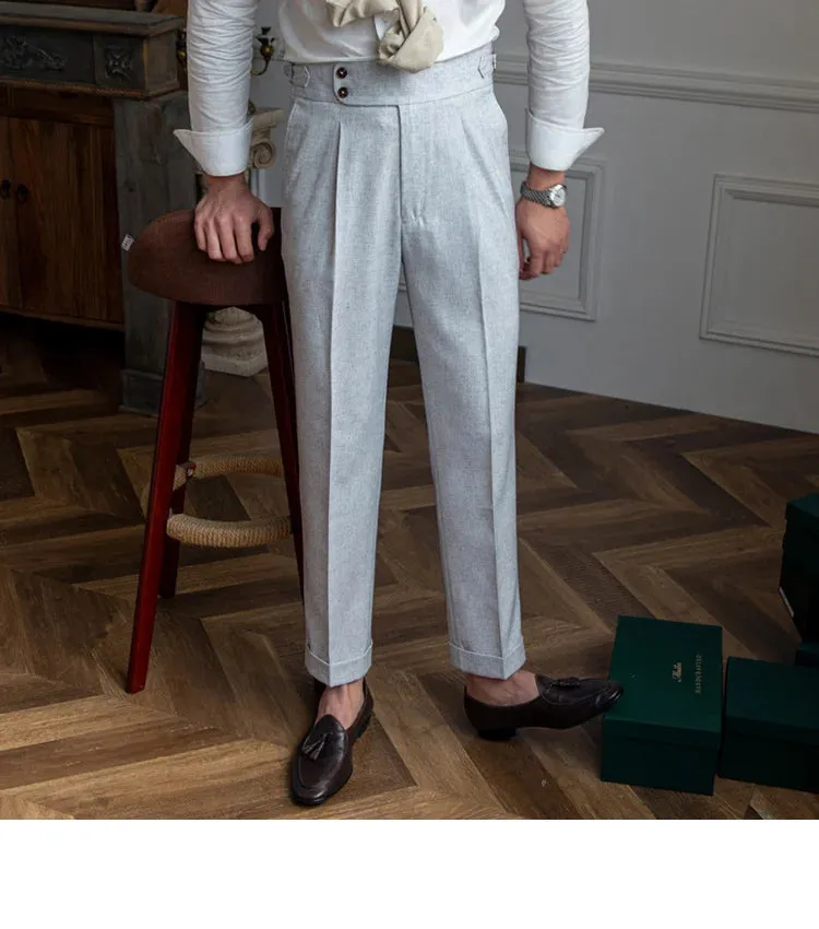 Aidase Italy Business Dress Pants Men High Quality Office Social Suit Pants Casual Wedding Groom Trousers Gray Pantaloni Uomo Casual