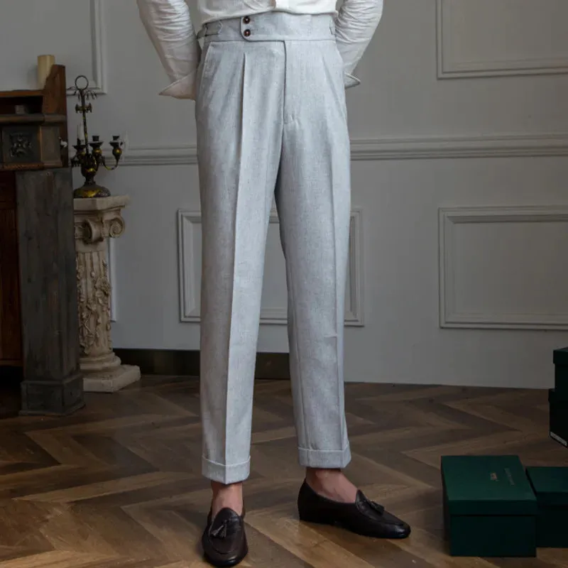 Aidase Italy Business Dress Pants Men High Quality Office Social Suit Pants Casual Wedding Groom Trousers Gray Pantaloni Uomo Casual