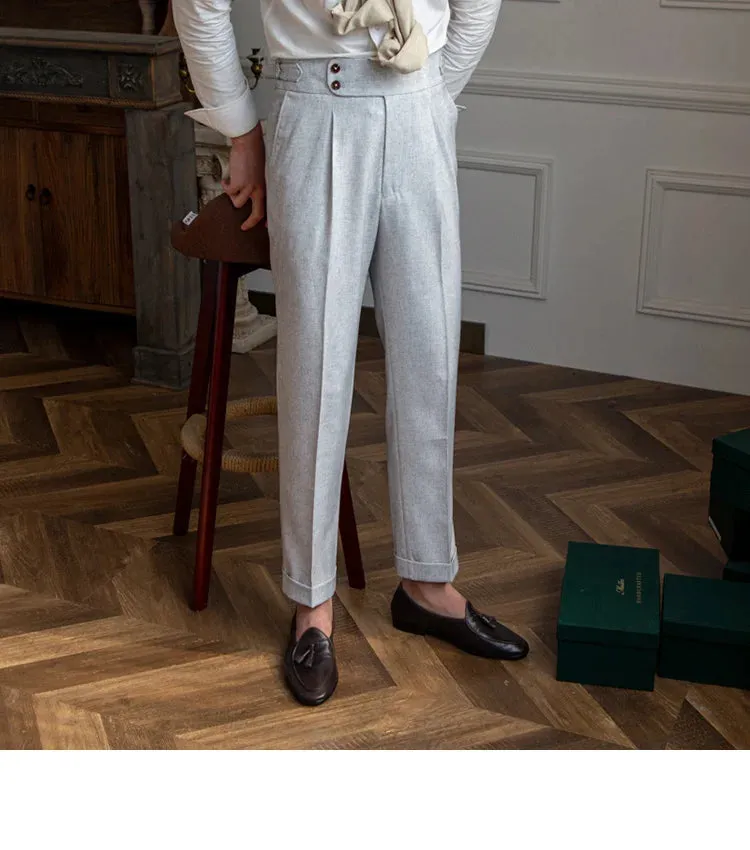 Aidase Italy Business Dress Pants Men High Quality Office Social Suit Pants Casual Wedding Groom Trousers Gray Pantaloni Uomo Casual