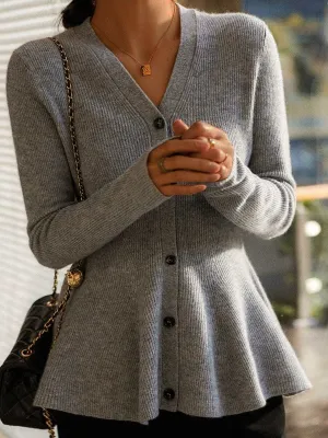 All-Match Peplum Knit Cardigan