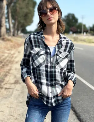 Back Lace Up Button-Down Shirt