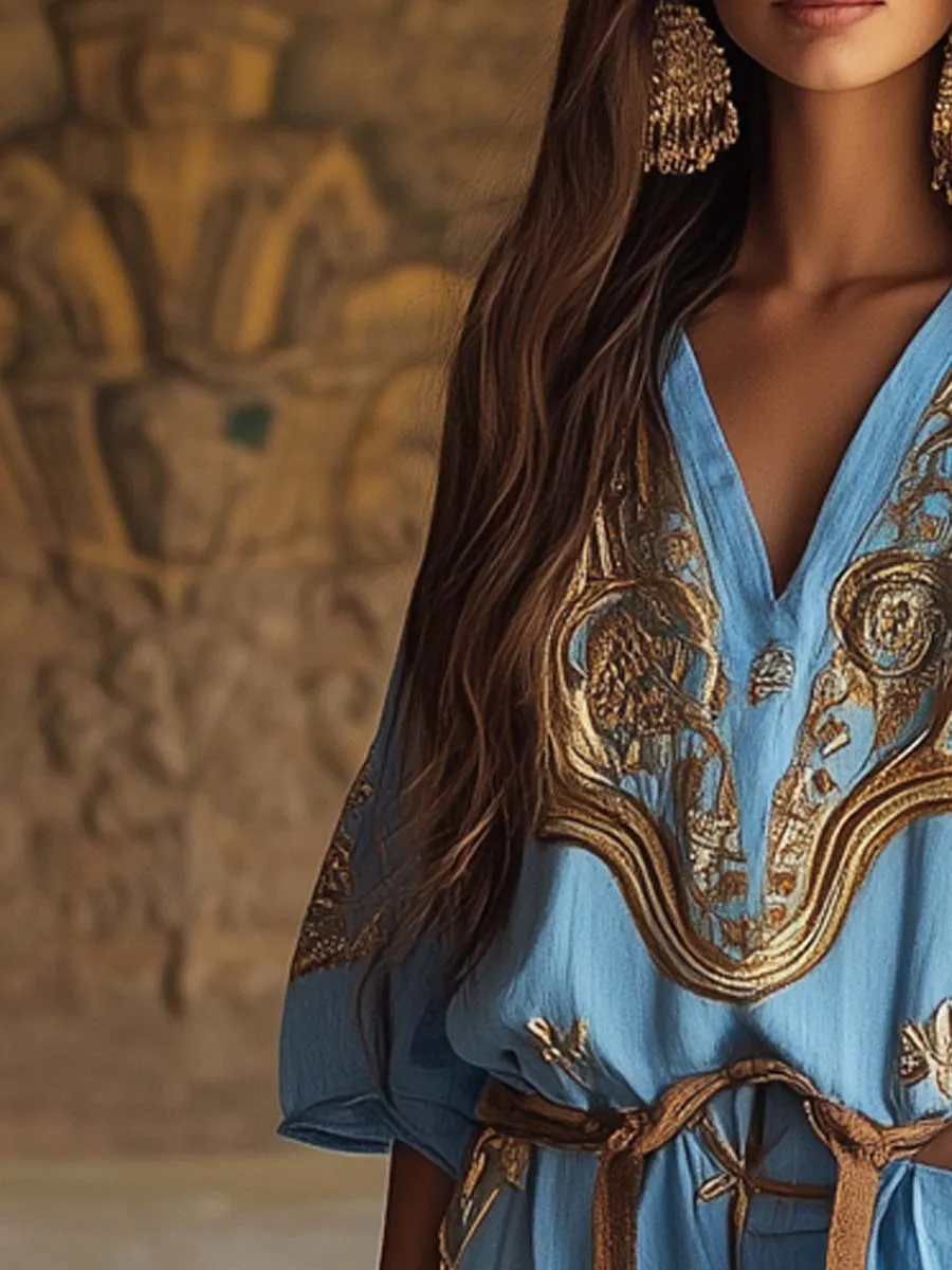 Baroque Cotton Linen Boho Jumpsuit