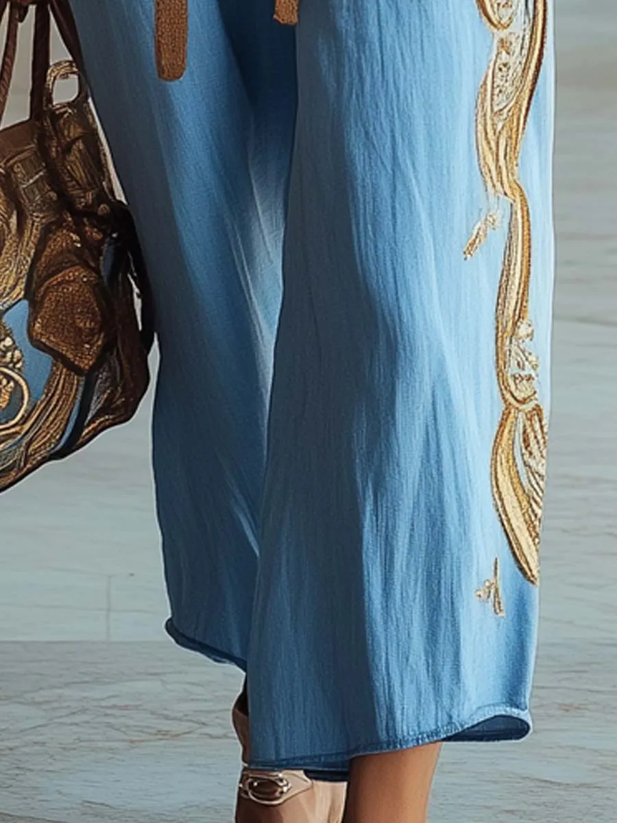 Baroque Cotton Linen Boho Jumpsuit
