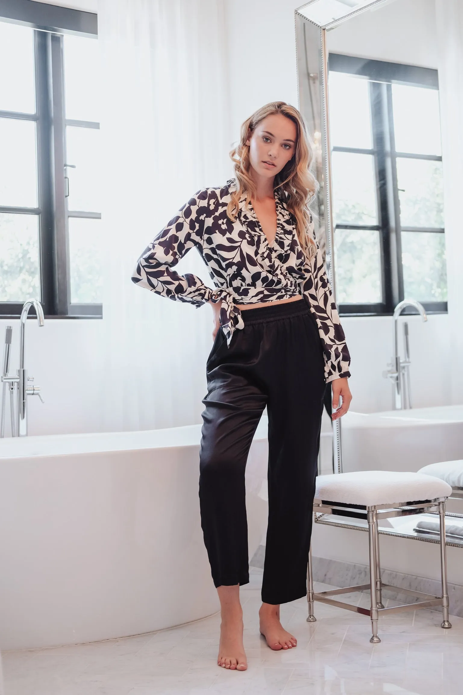 Black & White Floral Blouse