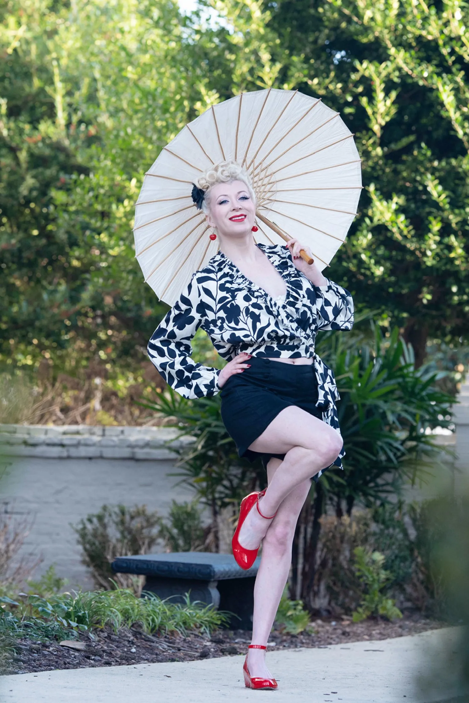 Black & White Floral Blouse
