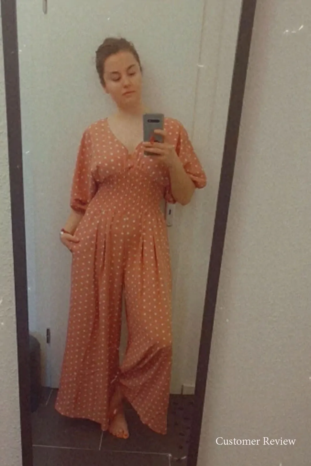 Boho Vintage  Jumpsuit, Boho Romper, Playsuit, Smocked Polka Dot in Orange, Red, Blue and Green