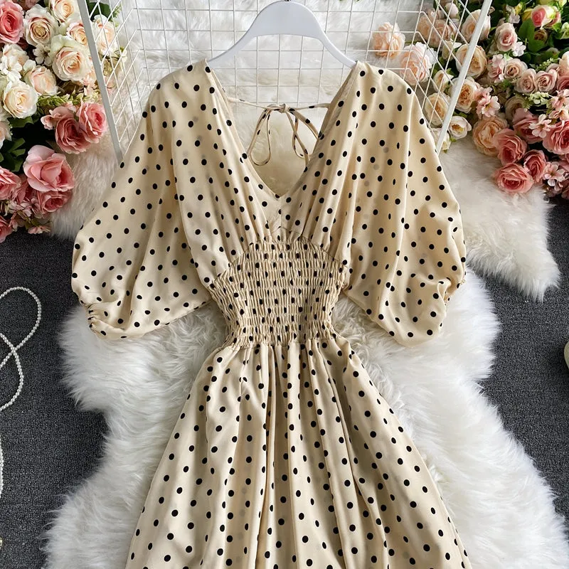 Boho Vintage  Jumpsuit, Boho Romper, Playsuit, Smocked Polka Dot in Orange, Red, Blue and Green