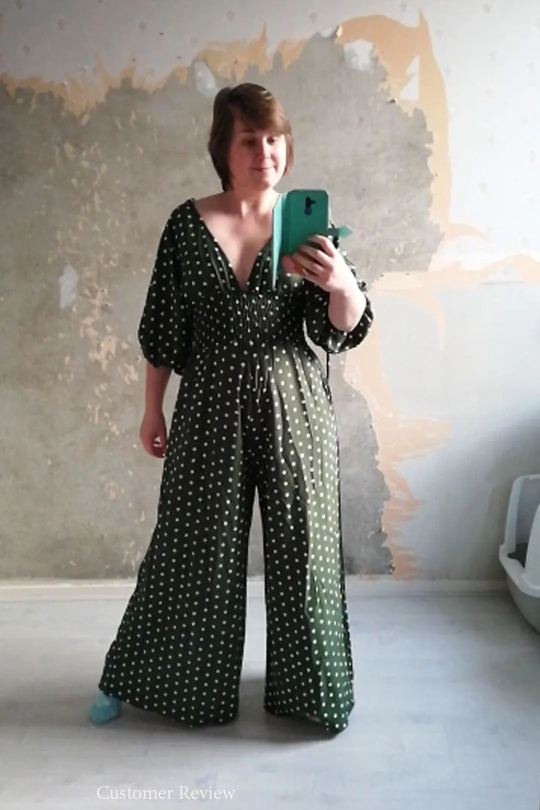 Boho Vintage  Jumpsuit, Boho Romper, Playsuit, Smocked Polka Dot in Orange, Red, Blue and Green