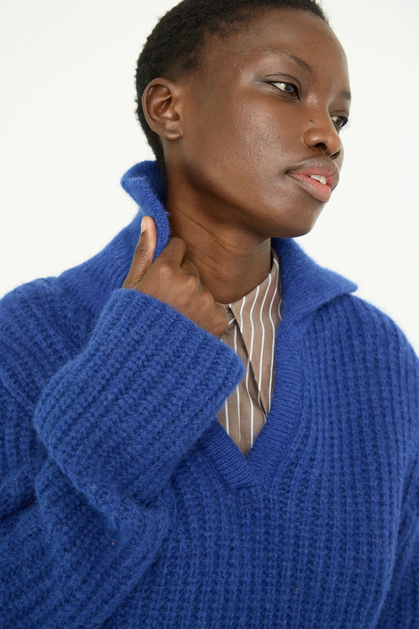 Chunky Alpaca Alison Sweater in Electric Blue