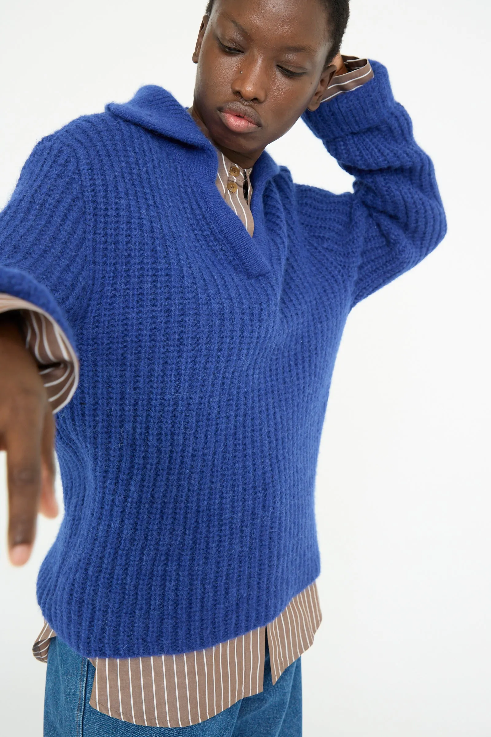 Chunky Alpaca Alison Sweater in Electric Blue