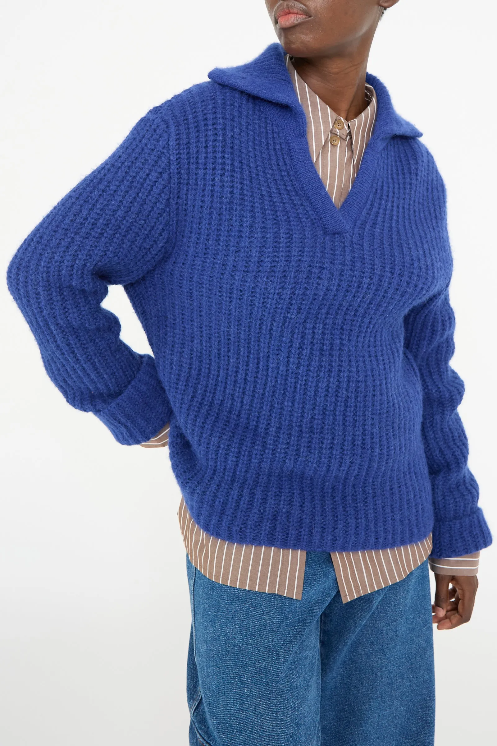 Chunky Alpaca Alison Sweater in Electric Blue