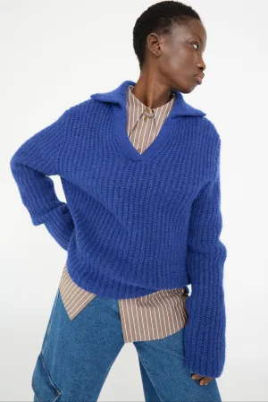 Chunky Alpaca Alison Sweater in Electric Blue