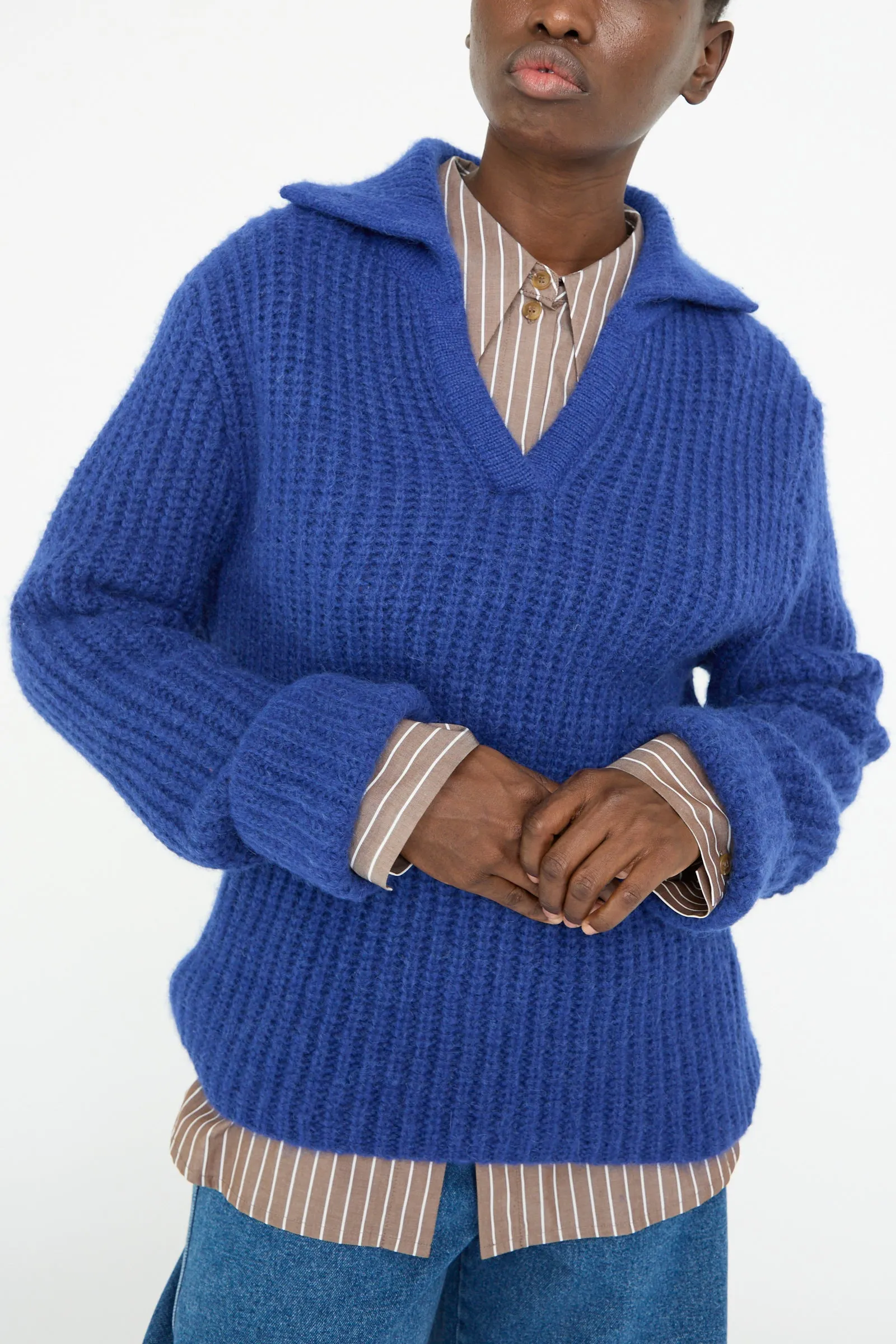 Chunky Alpaca Alison Sweater in Electric Blue