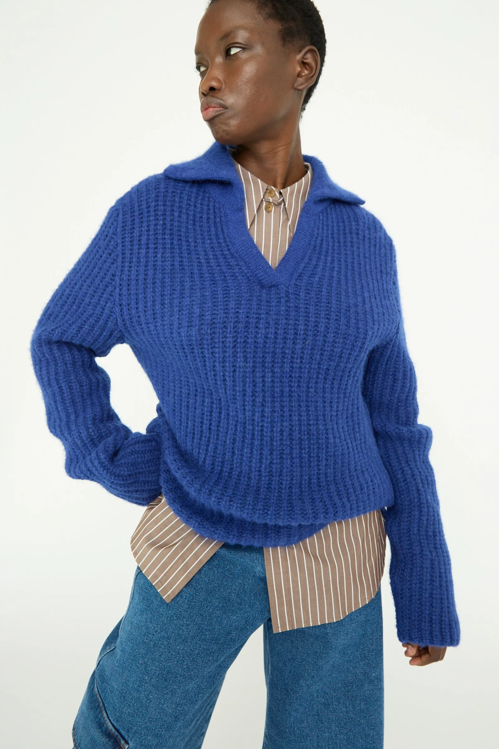 Chunky Alpaca Alison Sweater in Electric Blue