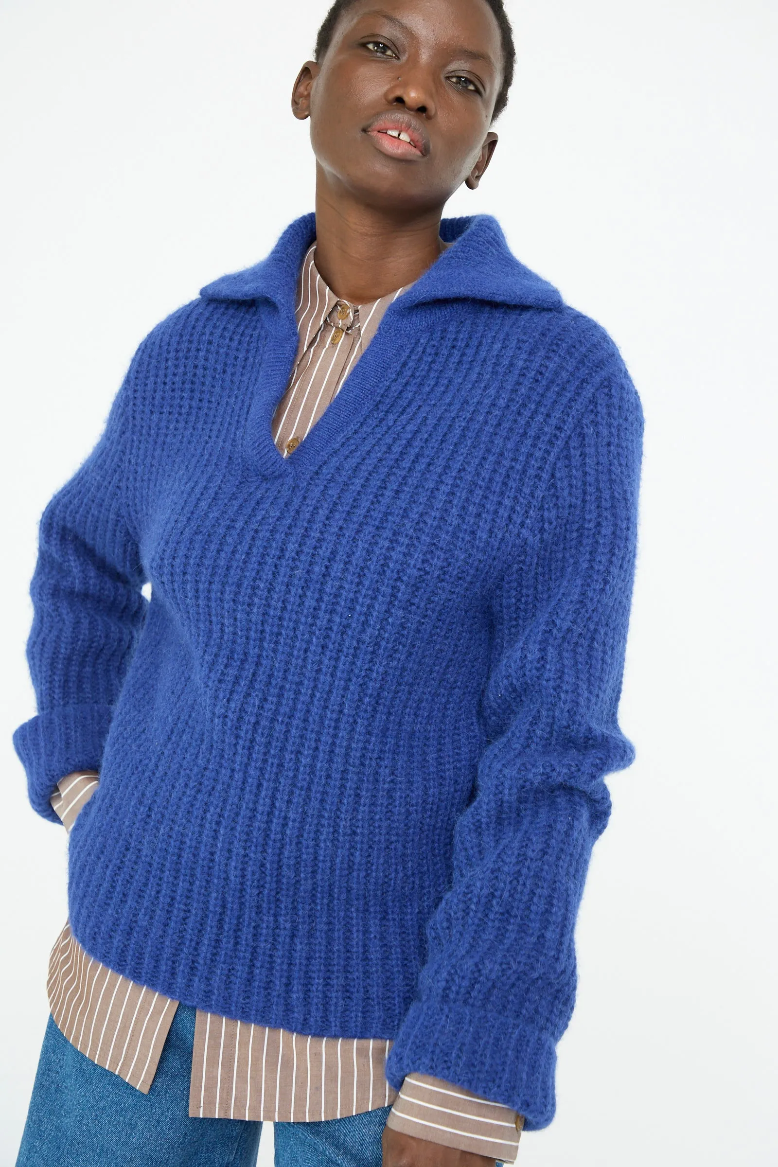 Chunky Alpaca Alison Sweater in Electric Blue