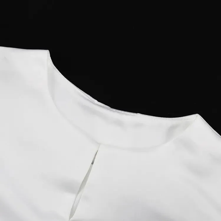 Elegant Satin Puff Sleeve Short Top – French Simplicity Style for Women
