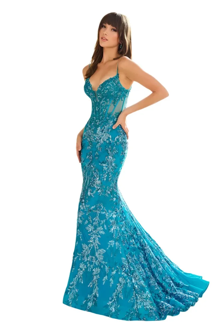 Ellie Wilde EW36003 Size 8 Hot Pink Sheer Corset Sequin Mermaid Backless Prom Dress Pageant Evening Gown
