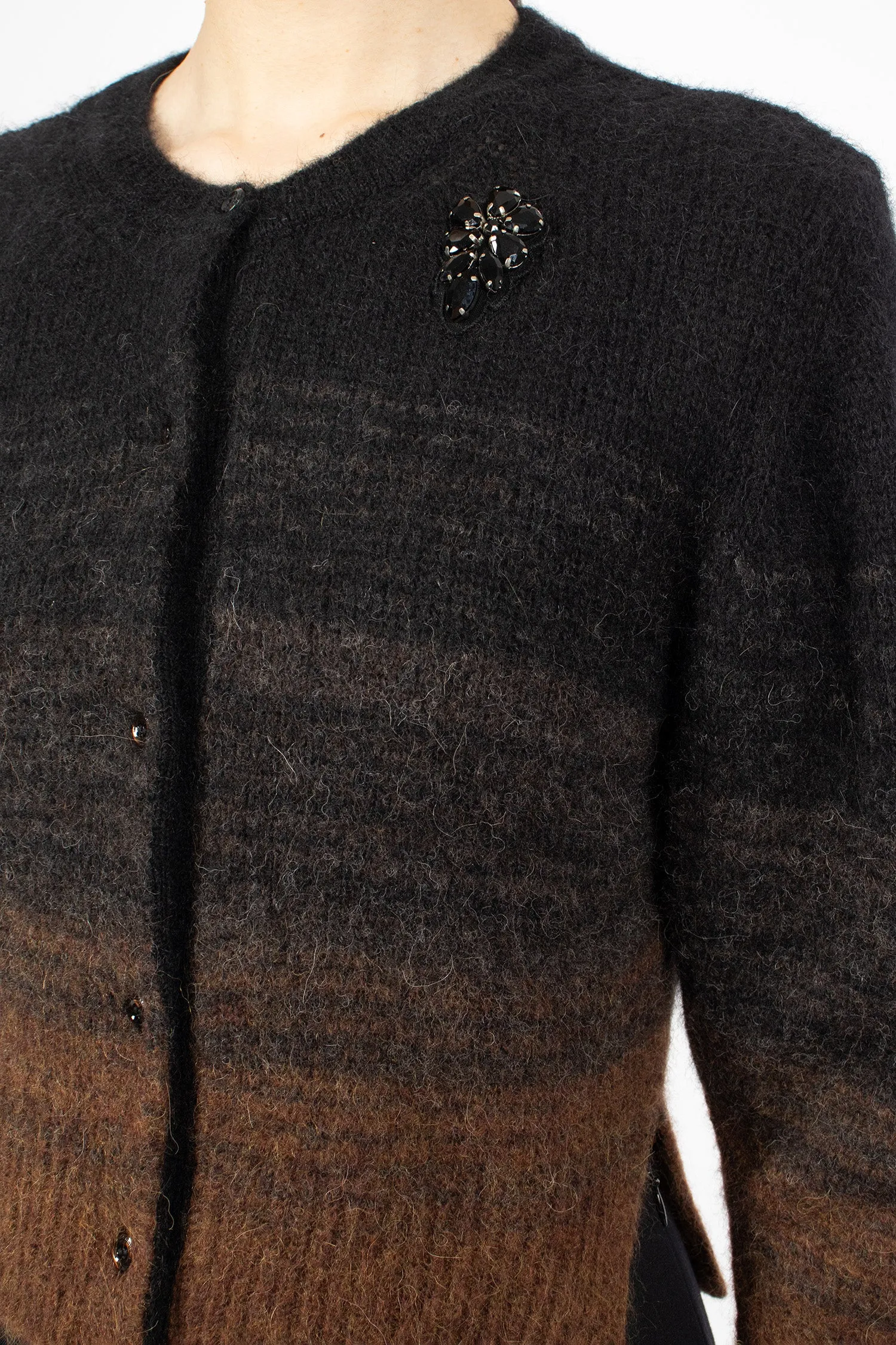 Embellished Knit Cardigan Chocolate Ombré/Jet