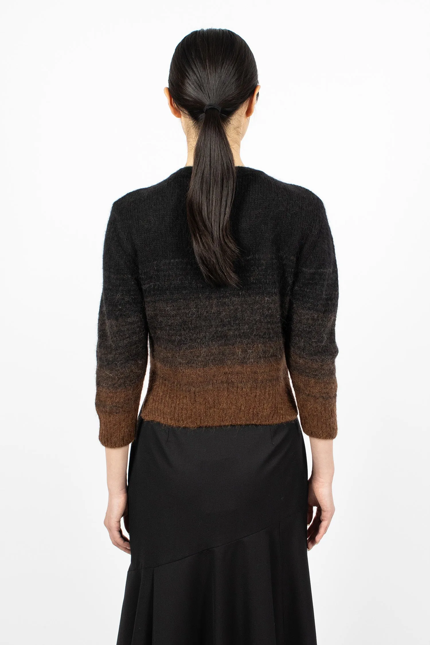 Embellished Knit Cardigan Chocolate Ombré/Jet