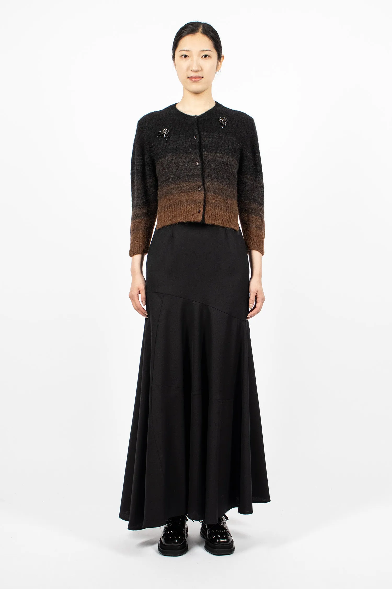 Embellished Knit Cardigan Chocolate Ombré/Jet