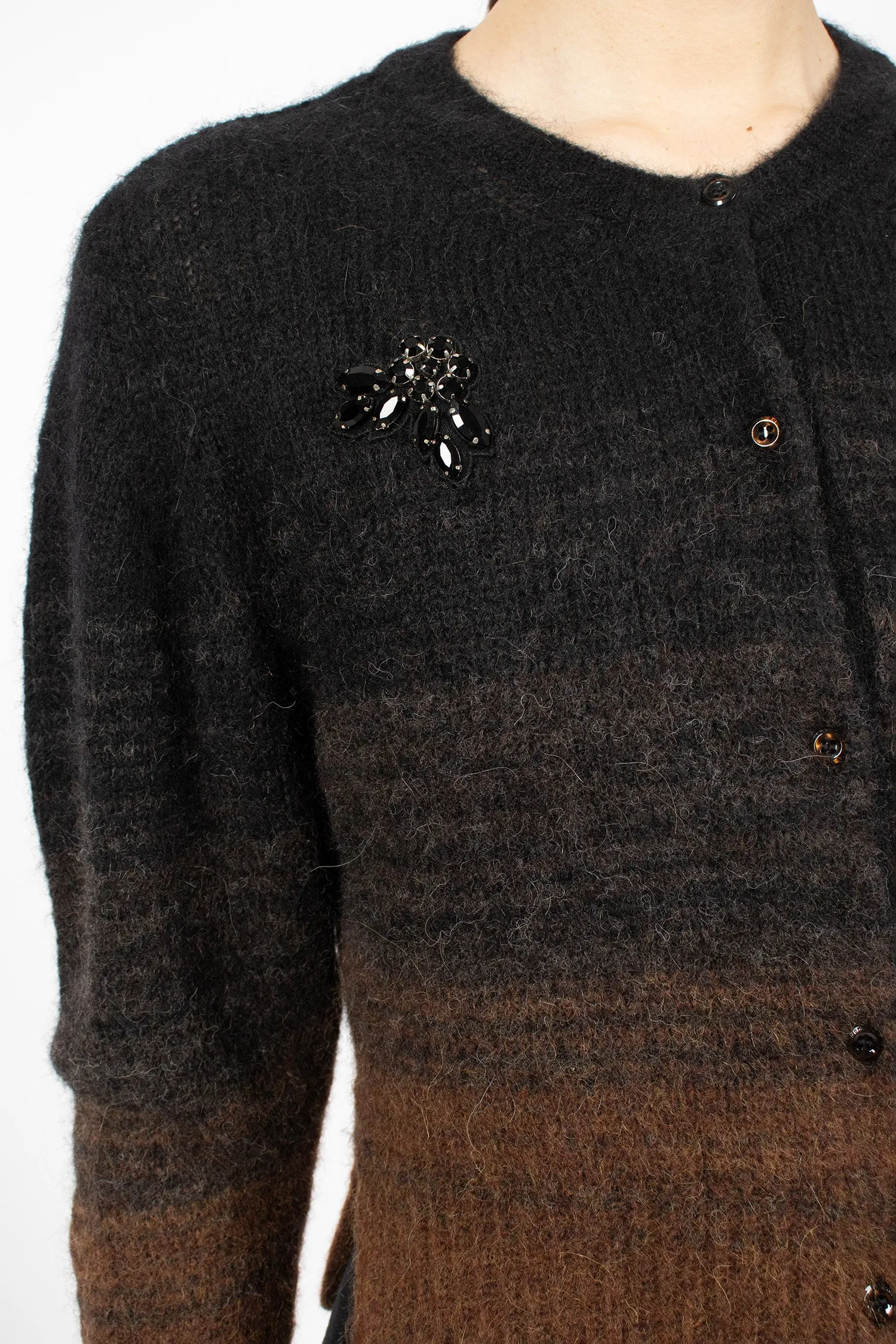 Embellished Knit Cardigan Chocolate Ombré/Jet