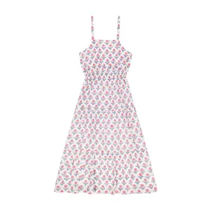 Emilie Women's Maxi Strappy Sundress Pink Flower