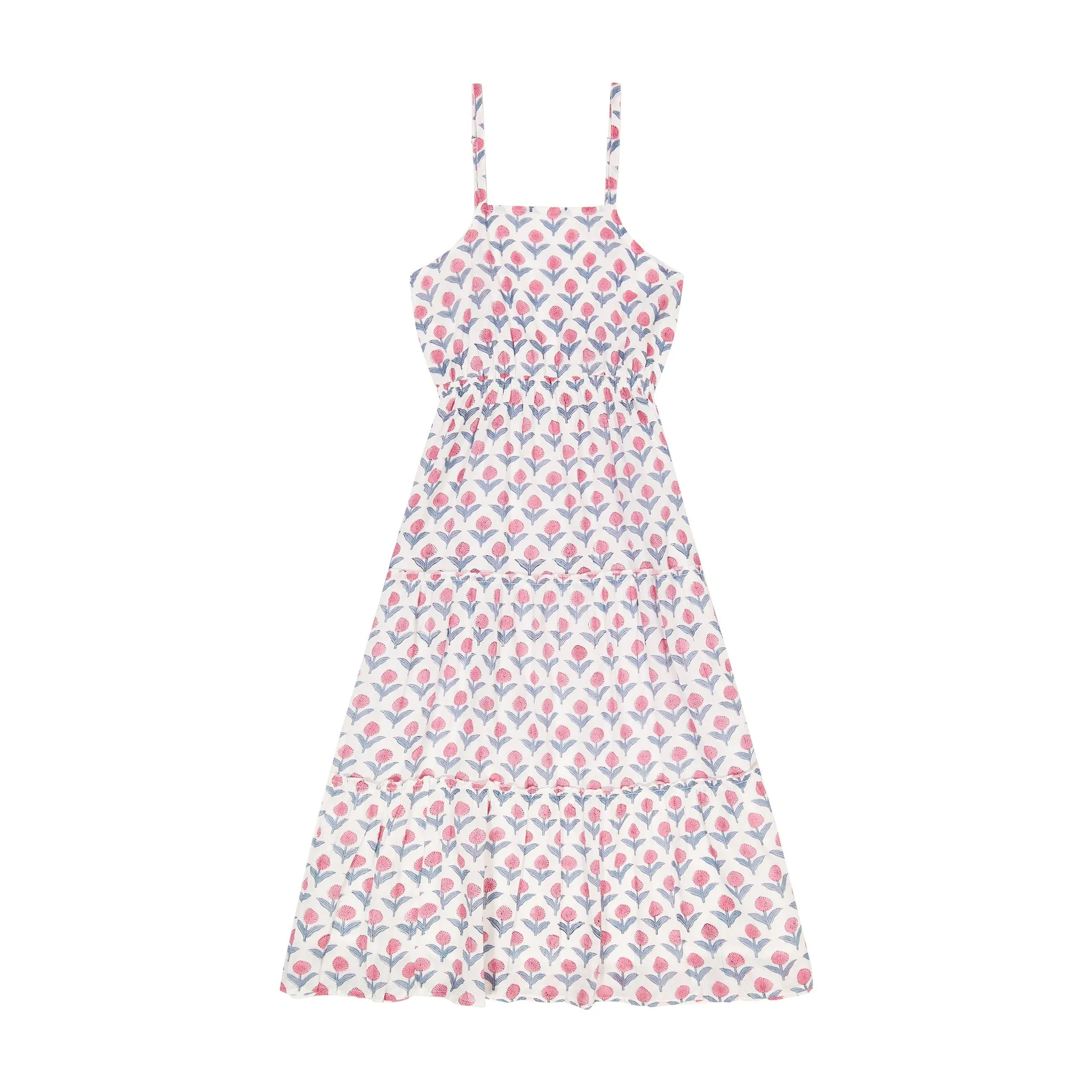 Emilie Women's Maxi Strappy Sundress Pink Flower