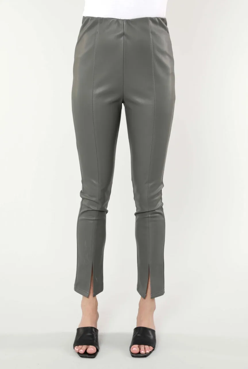 Faux Leather Split Hem Leggings