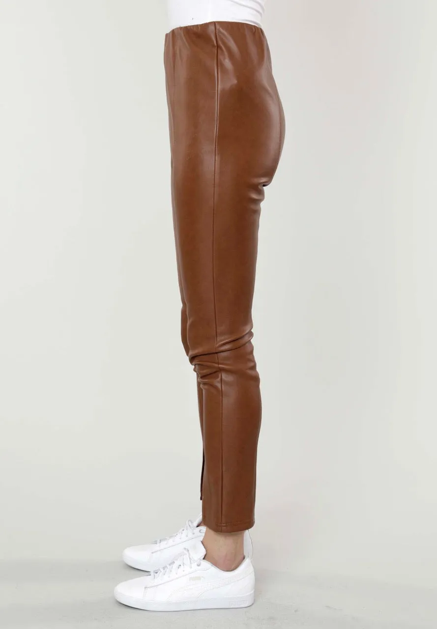 Faux Leather Split Hem Leggings