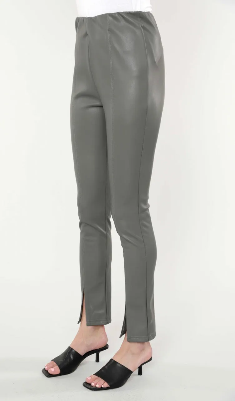 Faux Leather Split Hem Leggings