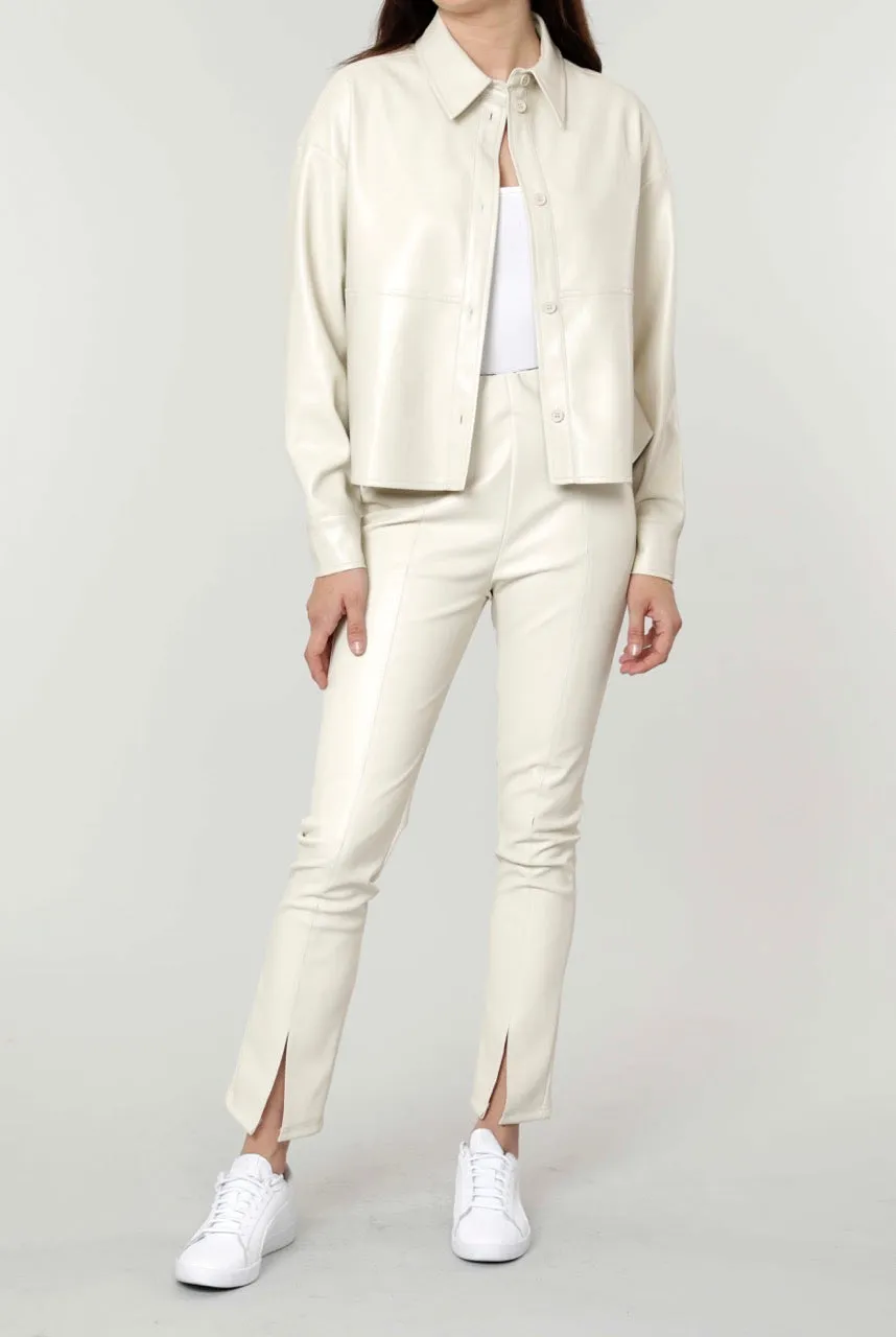 Faux Leather Split Hem Leggings