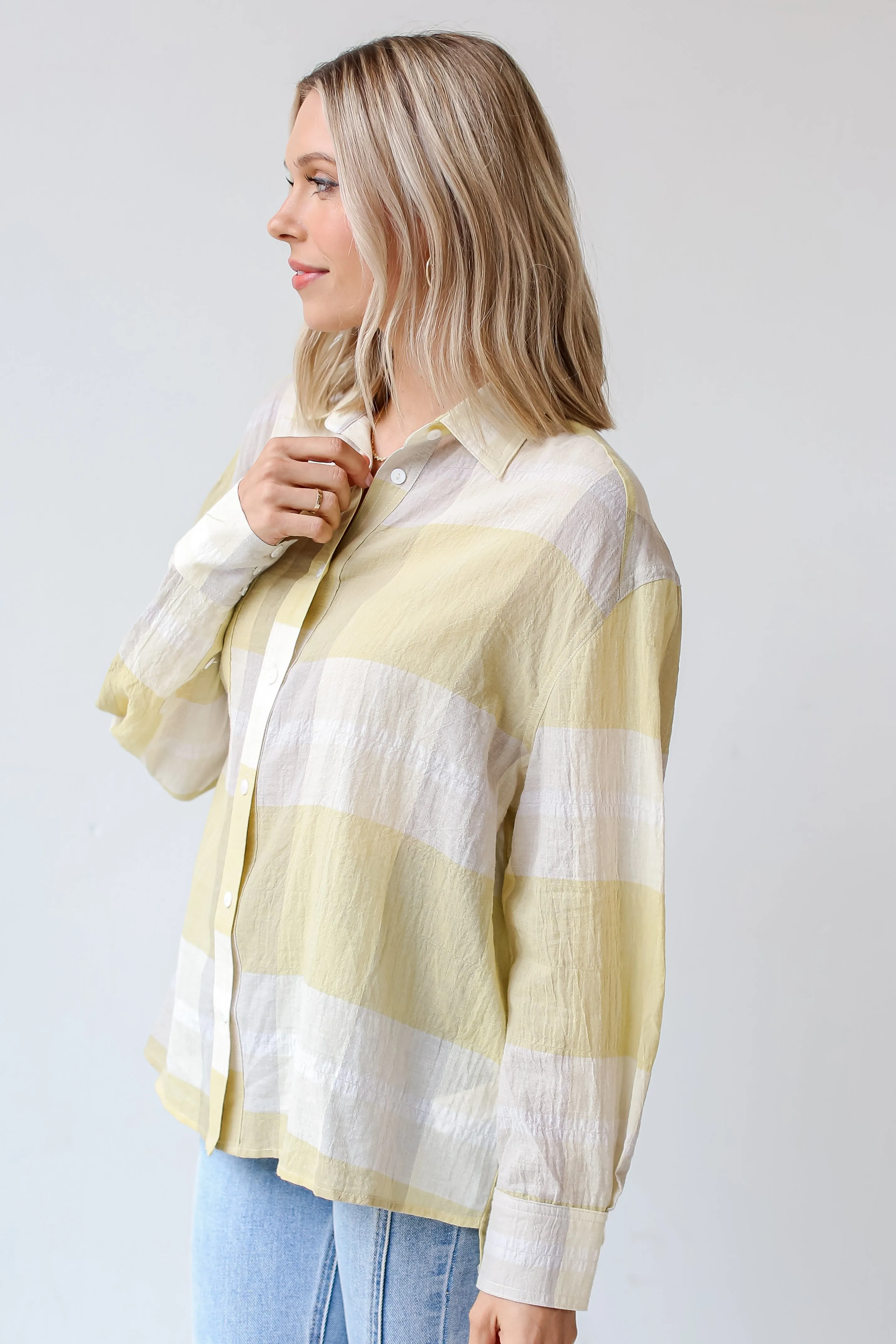 FINAL SALE - Playful Personality Plaid Button-Up Blouse