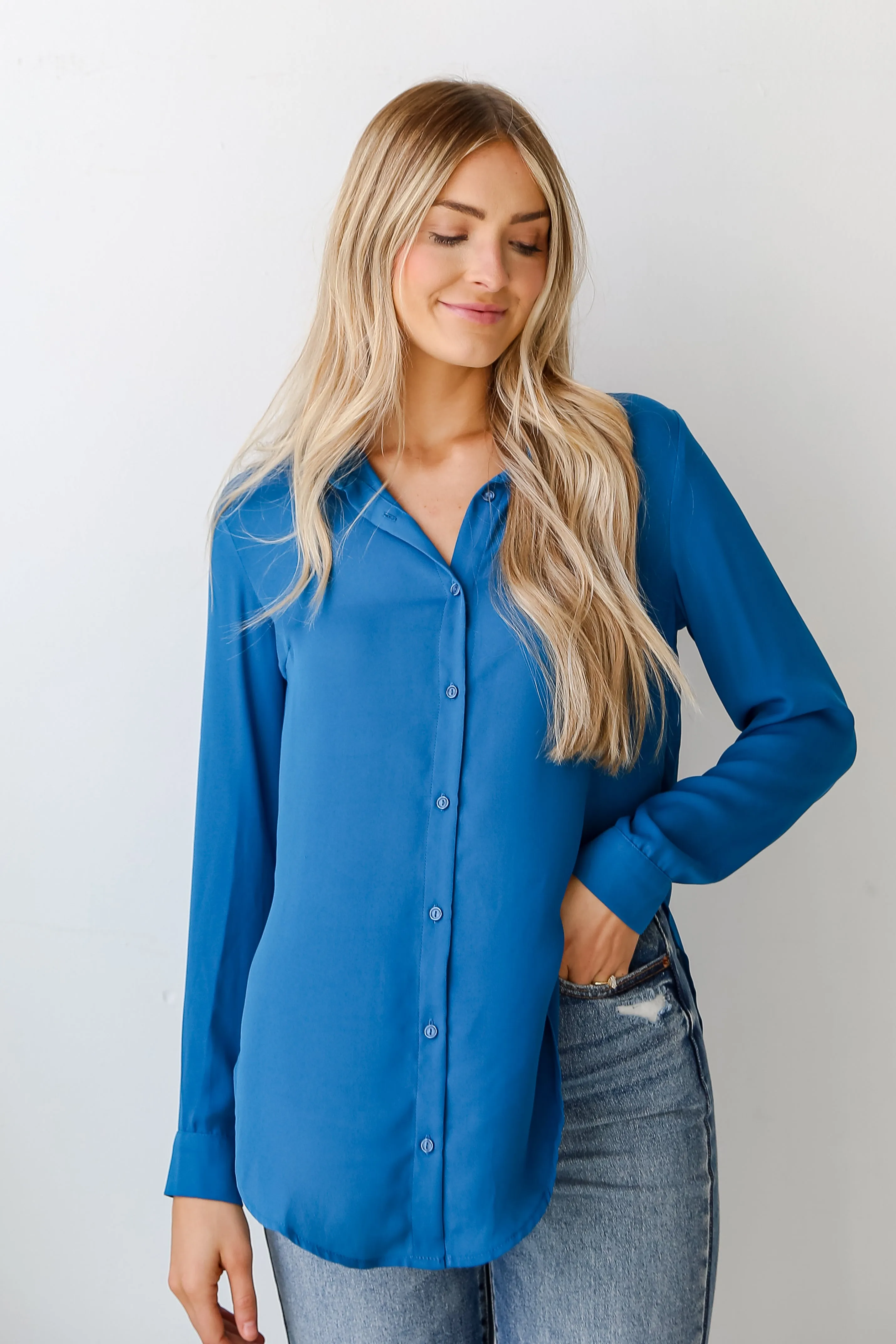 FINAL SALE - Posh Business Button-Up Blouse