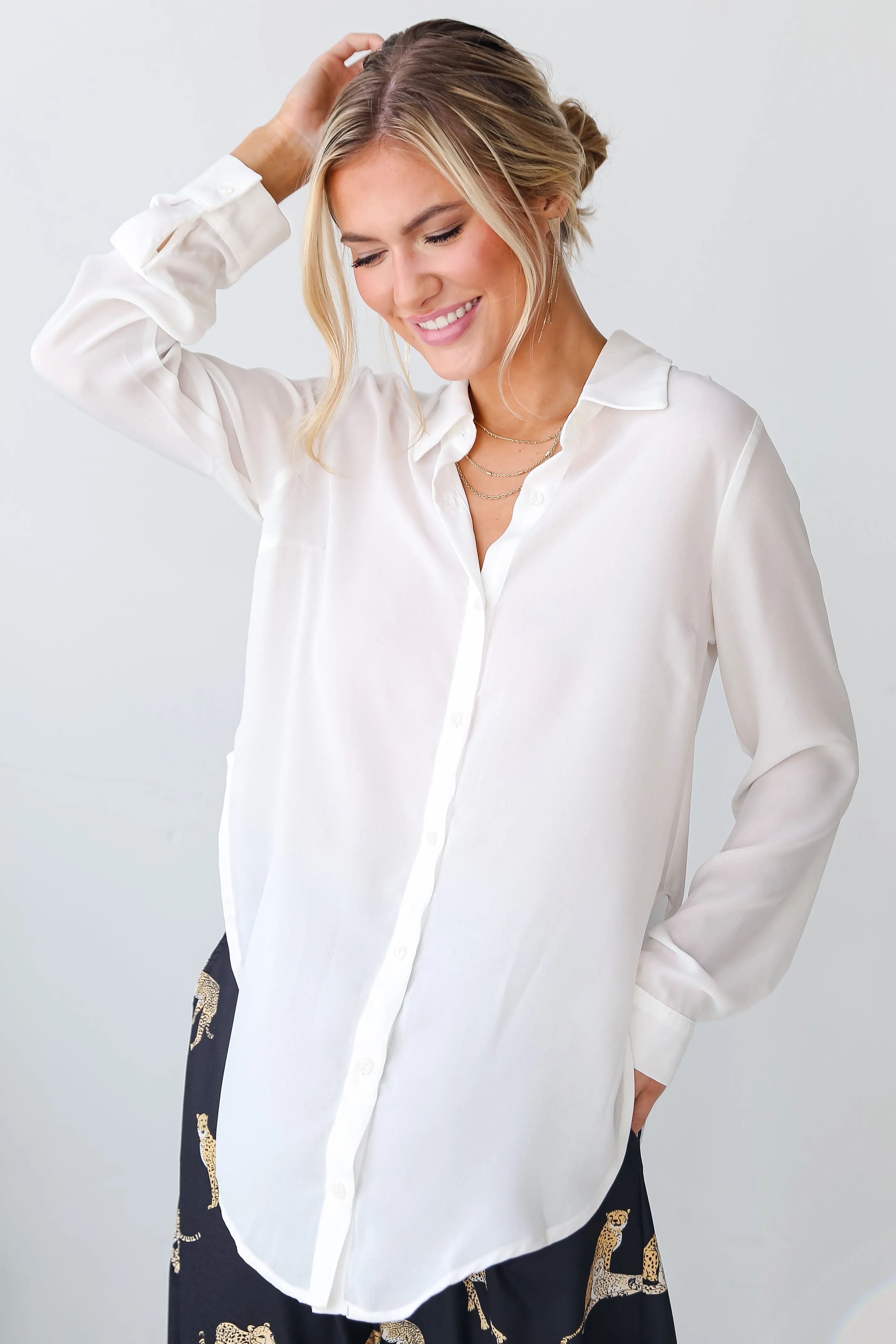FINAL SALE - Posh Business Button-Up Blouse