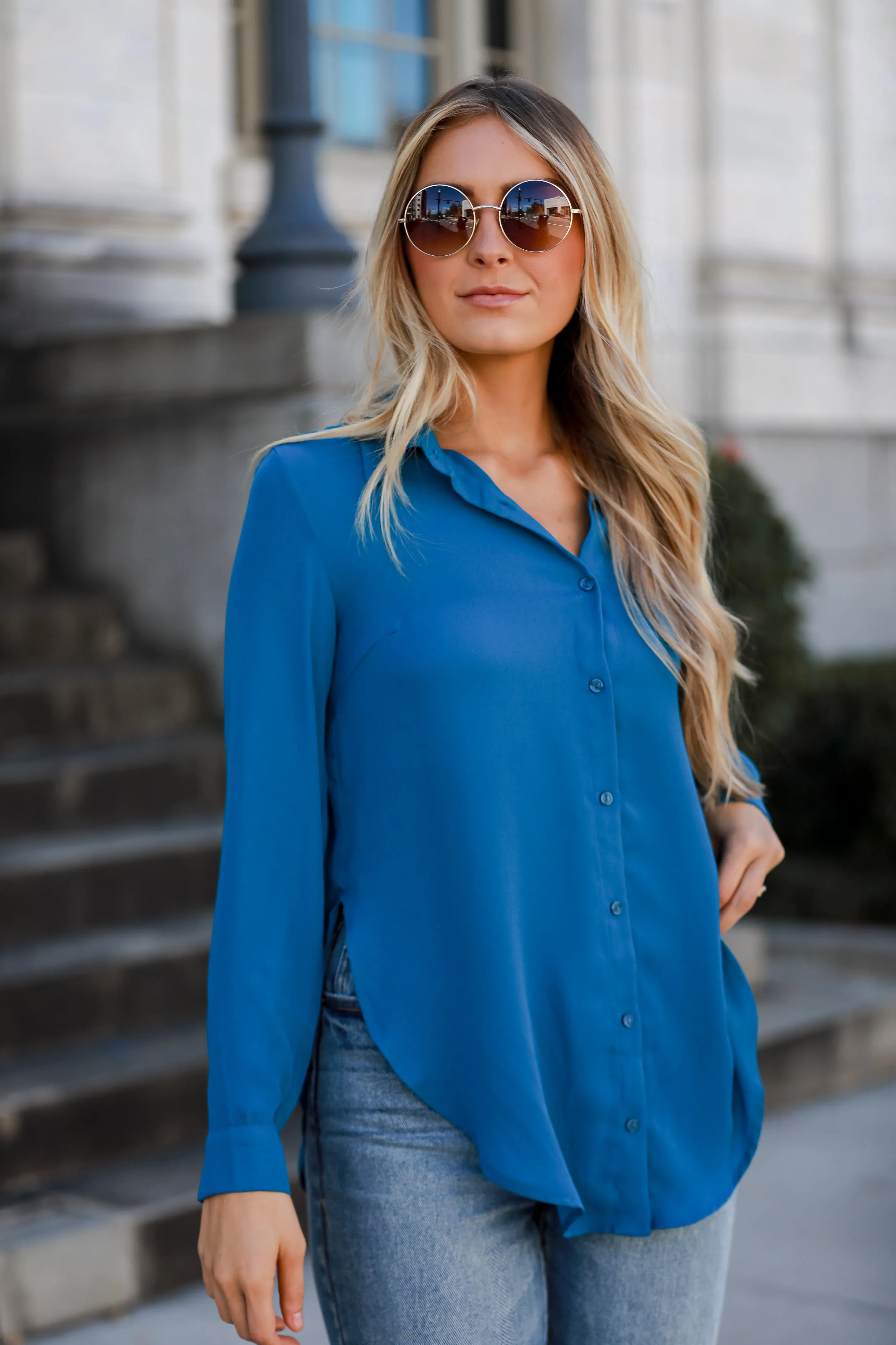 FINAL SALE - Posh Business Button-Up Blouse