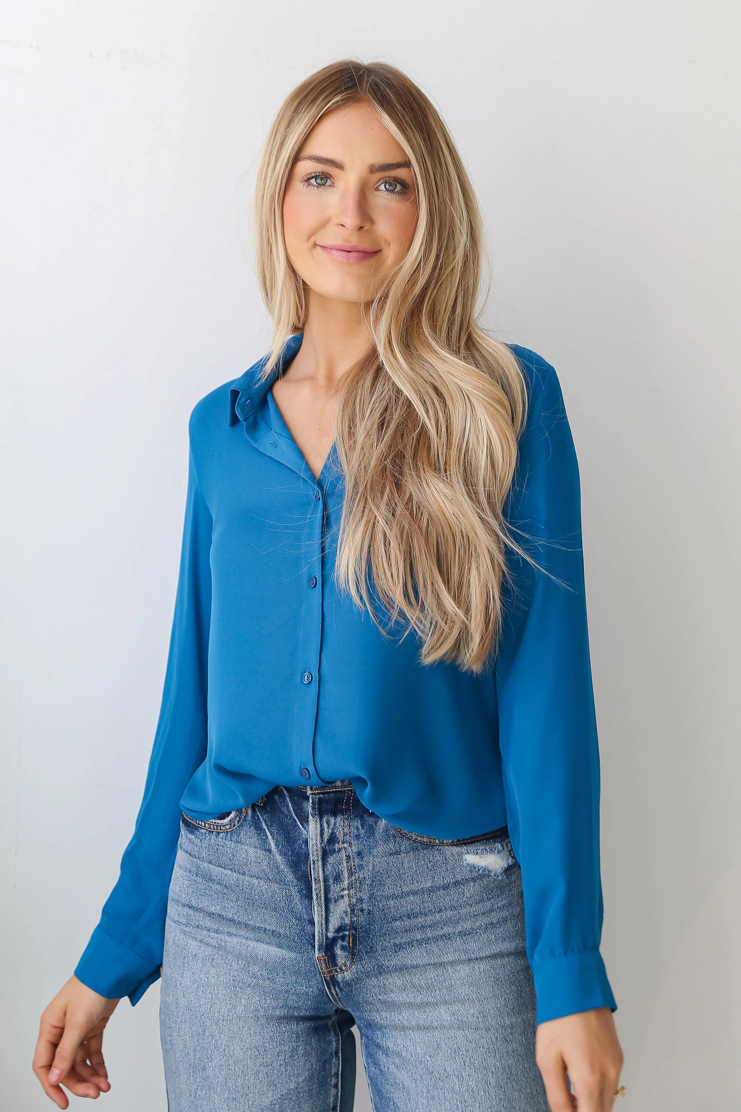 FINAL SALE - Posh Business Button-Up Blouse