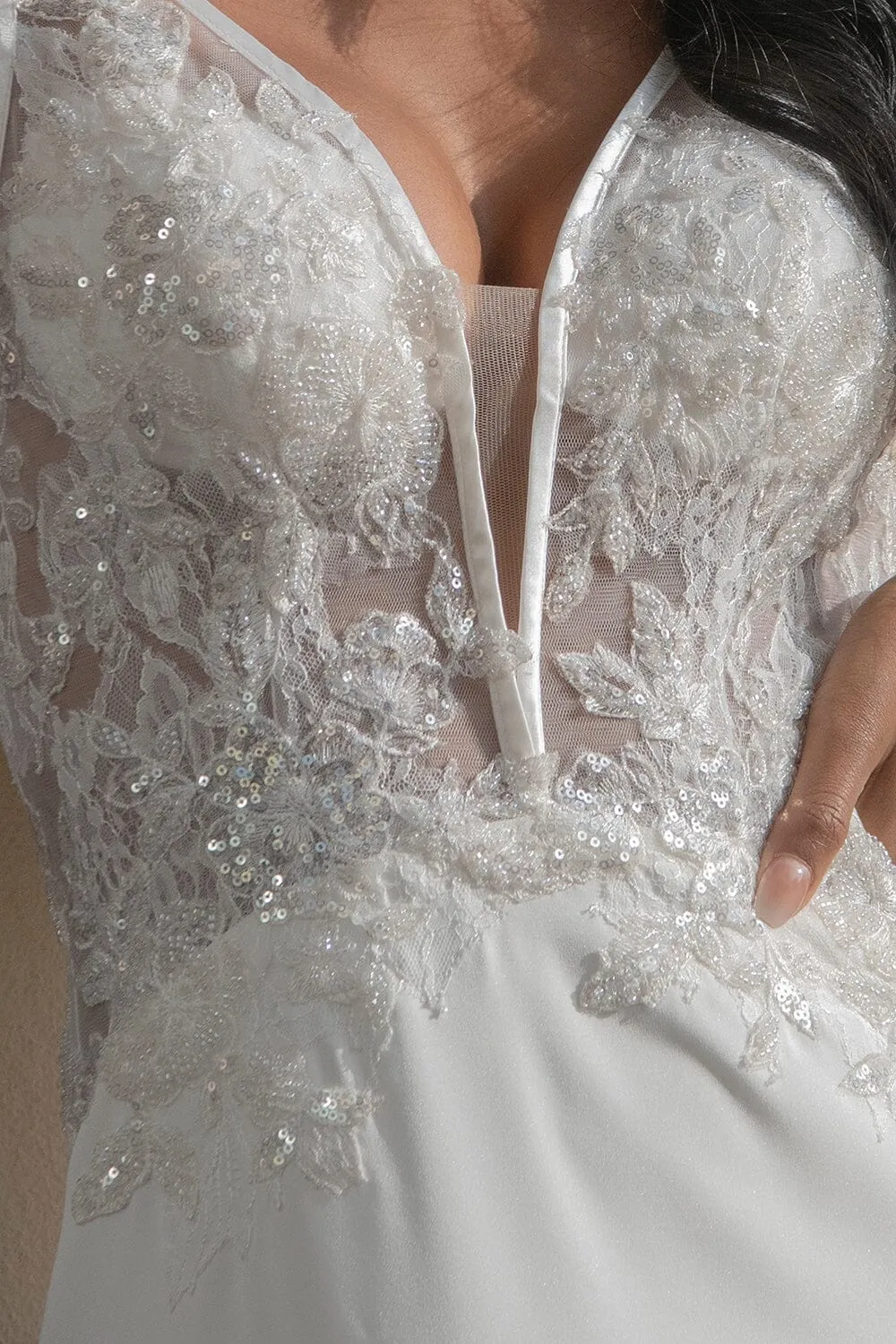 Fitted Applique V-Neck Bridal Gown by Amelia Couture 5030