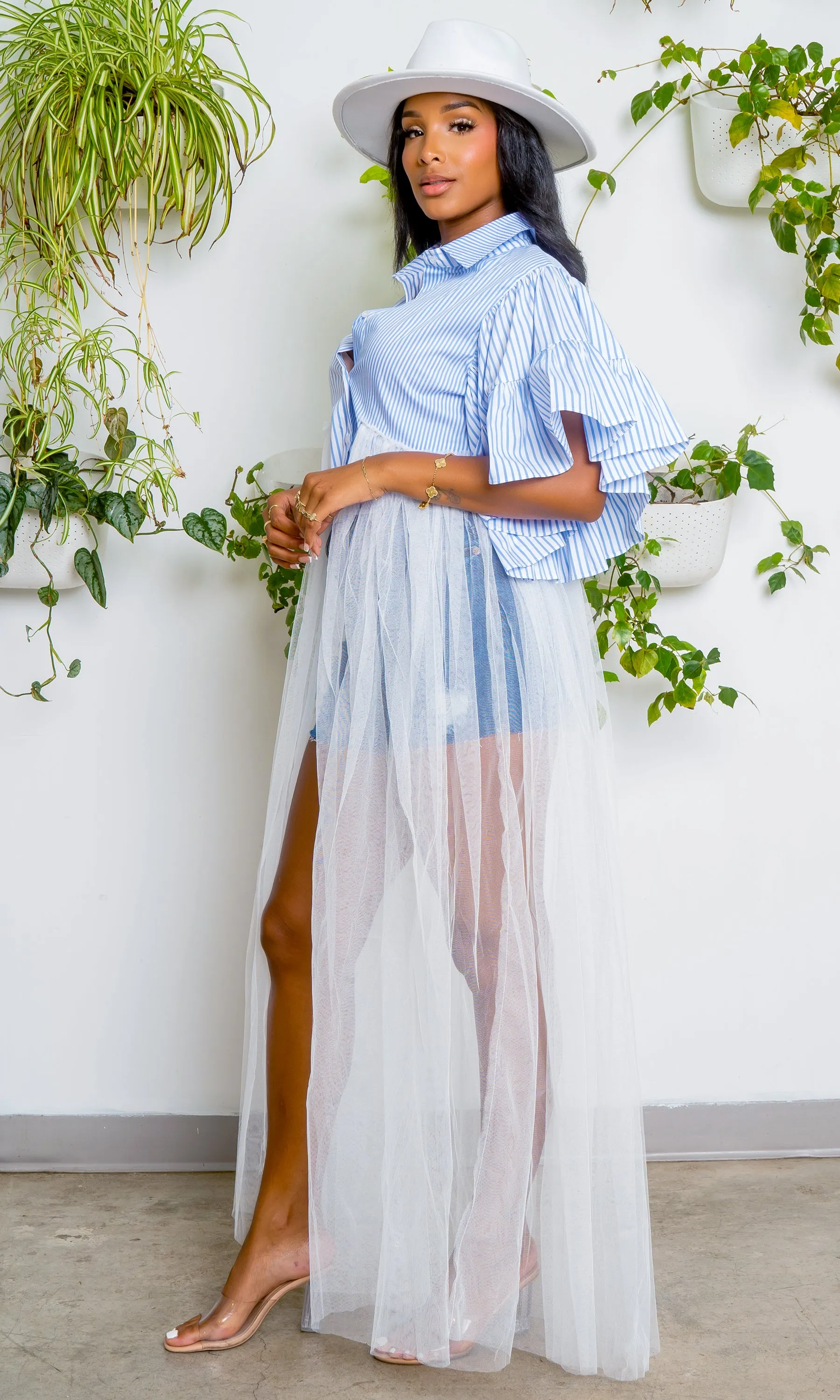 Flutter Dress | Azure Elegance with a Twist