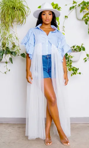 Flutter Dress | Azure Elegance with a Twist