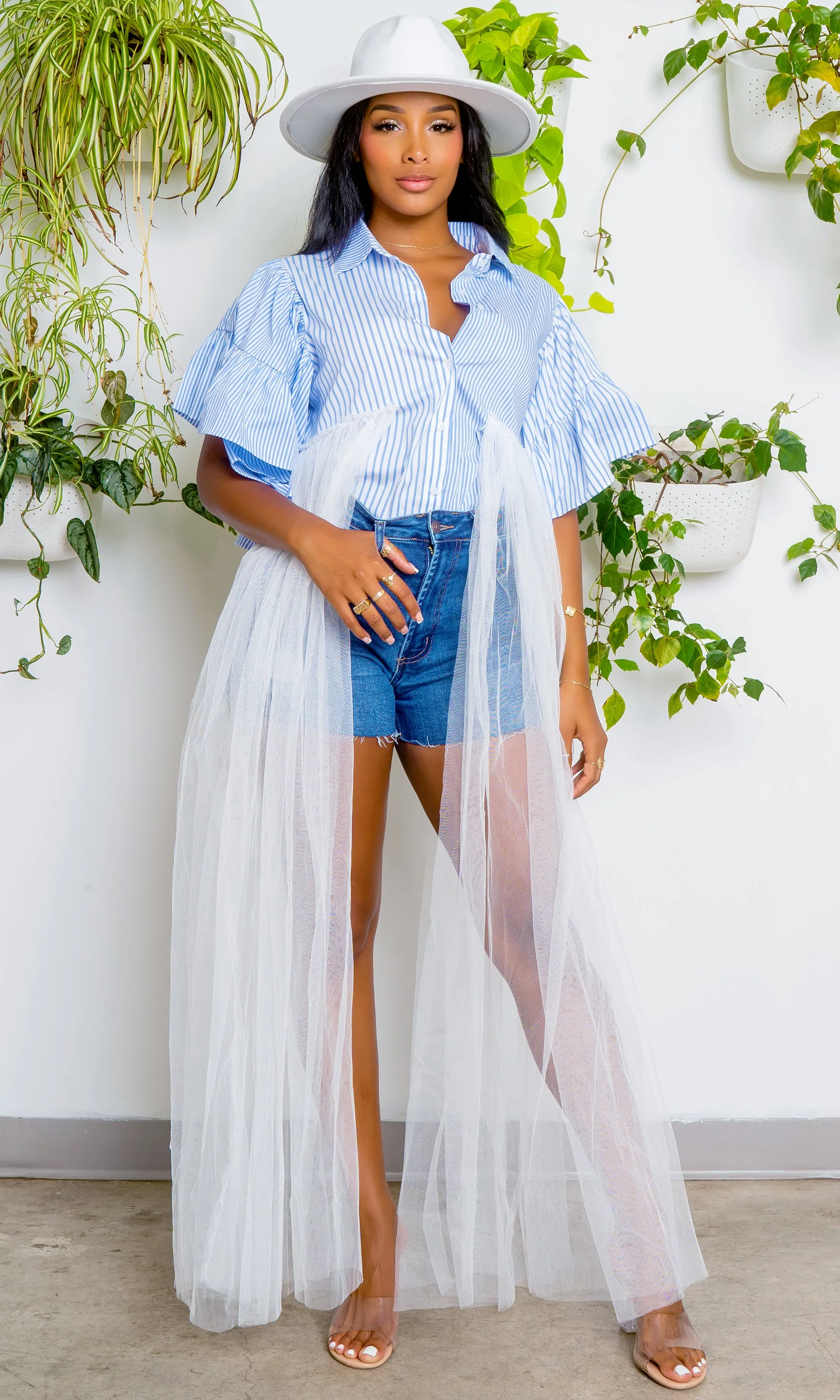 Flutter Dress | Azure Elegance with a Twist