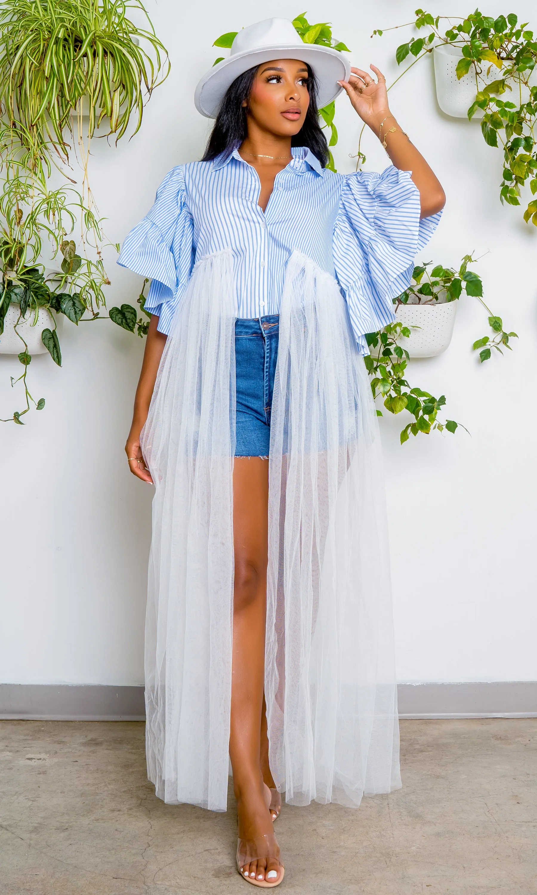 Flutter Dress | Azure Elegance with a Twist