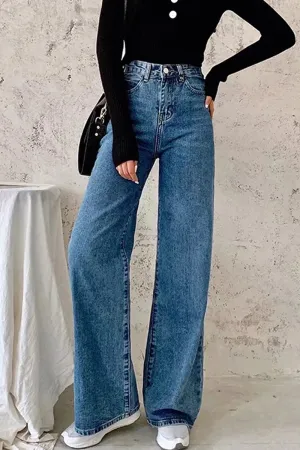 Flytonn-cute winter outfits casual winter outfits christmas outfit party look inspos High Waist Wide Leg Mom Jeans Pants