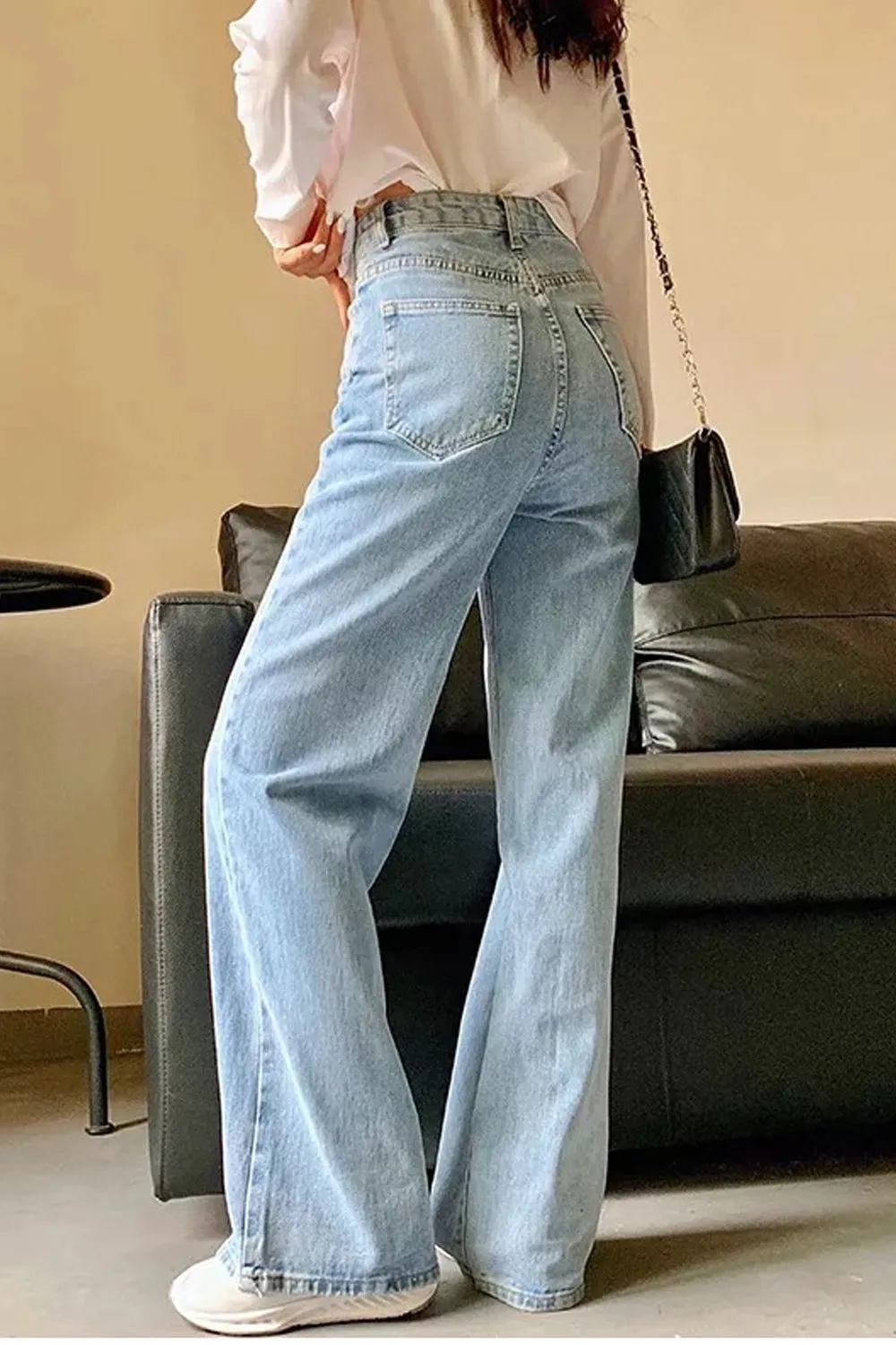 Flytonn-cute winter outfits casual winter outfits christmas outfit party look inspos High Waist Wide Leg Mom Jeans Pants