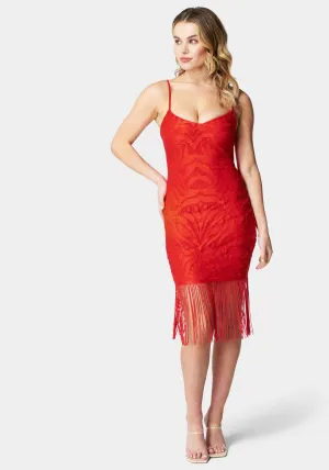 Fringe Hem Lace Dress