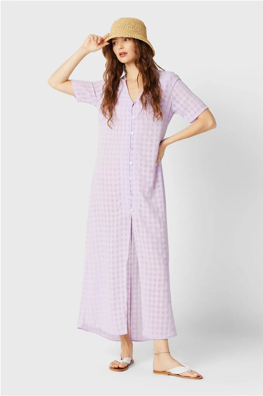 GEORGIE DRESS IN LILAC GINGHAM