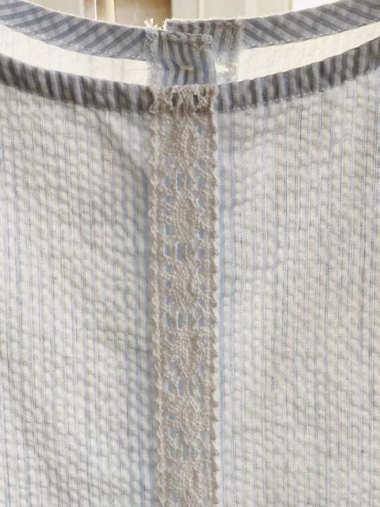 Girls Blue and White Stripe Seersucker Dress